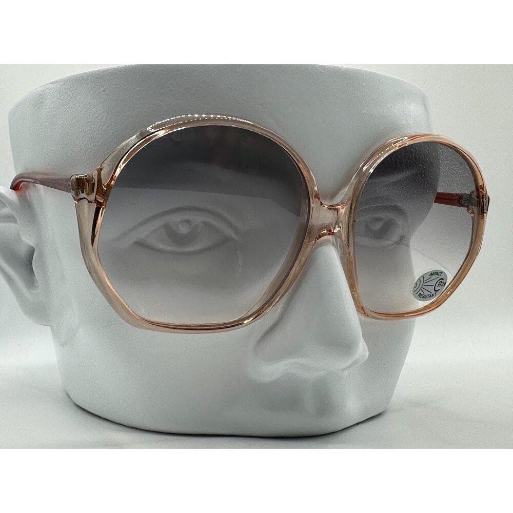 New 1970s Vintage Oversize Sunglasses Large Round Plastic Style | Grey Fade #635
